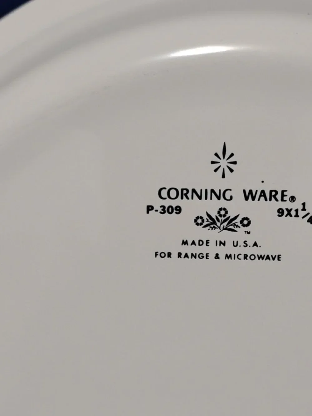 Vintage Corning Ware BLUE CORNFLOWER Baking Pie Plate Dish 9 Inch P-309